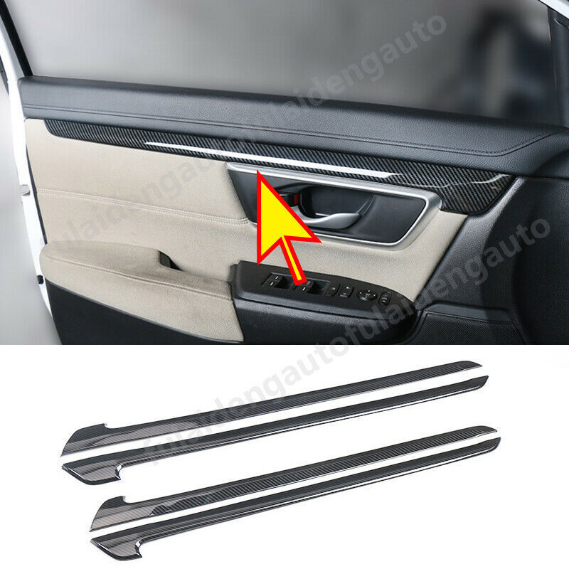 4P Carbon Fiber Inner Door Armrest Strip Cover Trim for Honda CRV CR-V 2017-2022