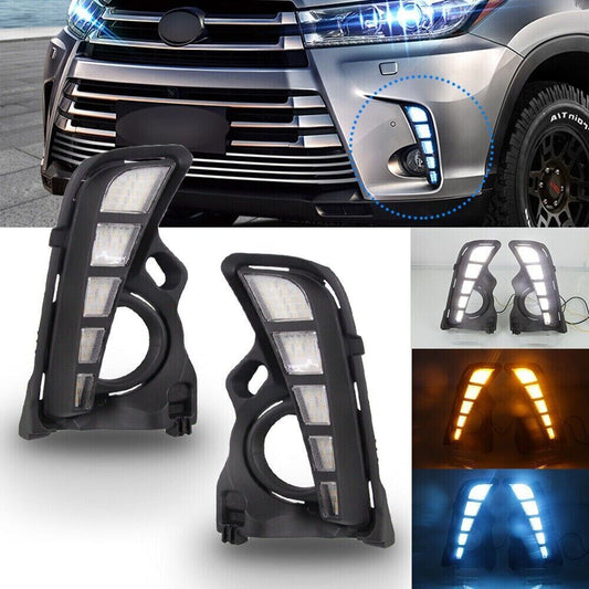 for Toyota Highlander 2017-2019 LED Turn Signal Daytime Running DRL Fog Lights Q