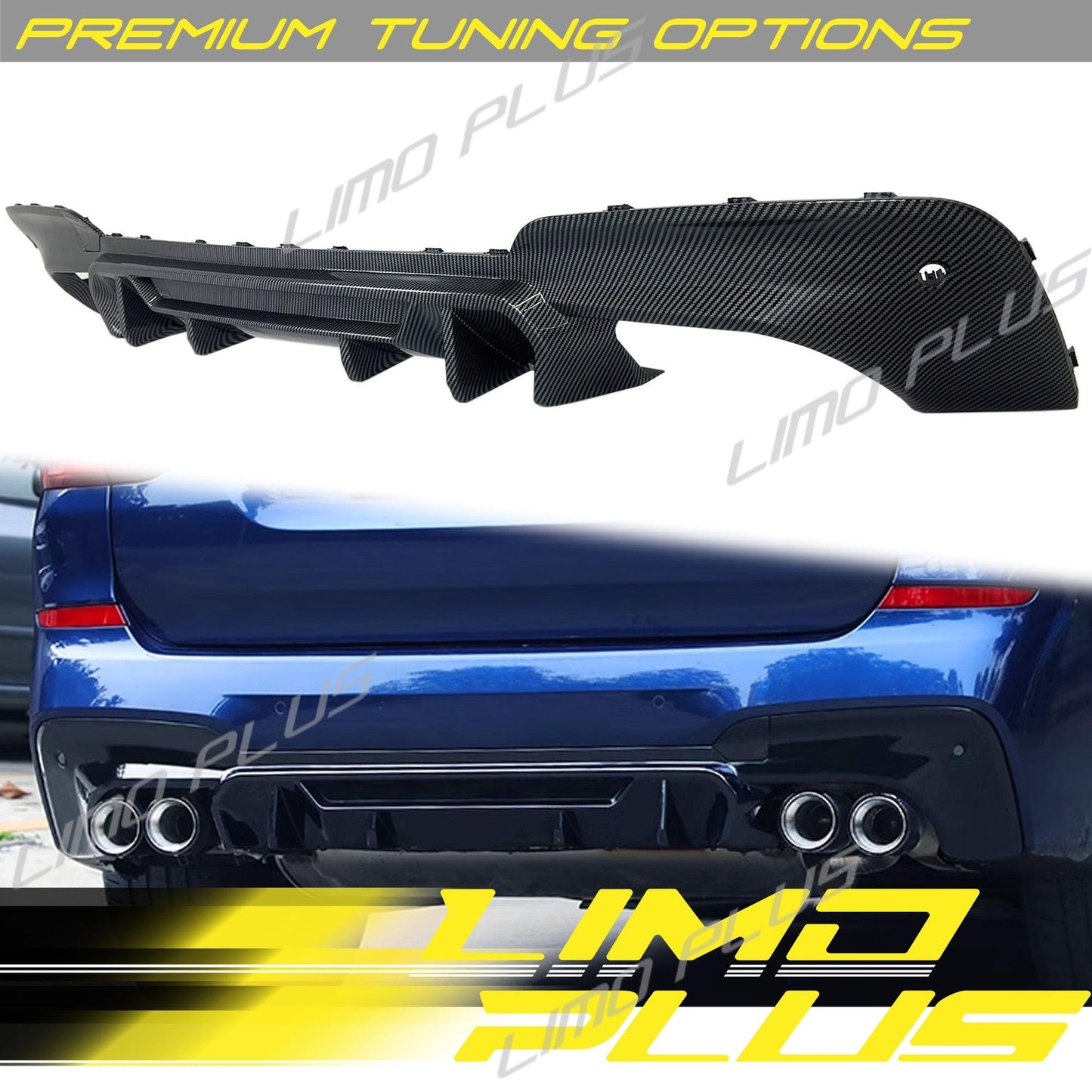 Carbon Style Diffuser For 2018-2021 for BMW G01 X3 M40i M-Sport Rear Bumper Lip Q