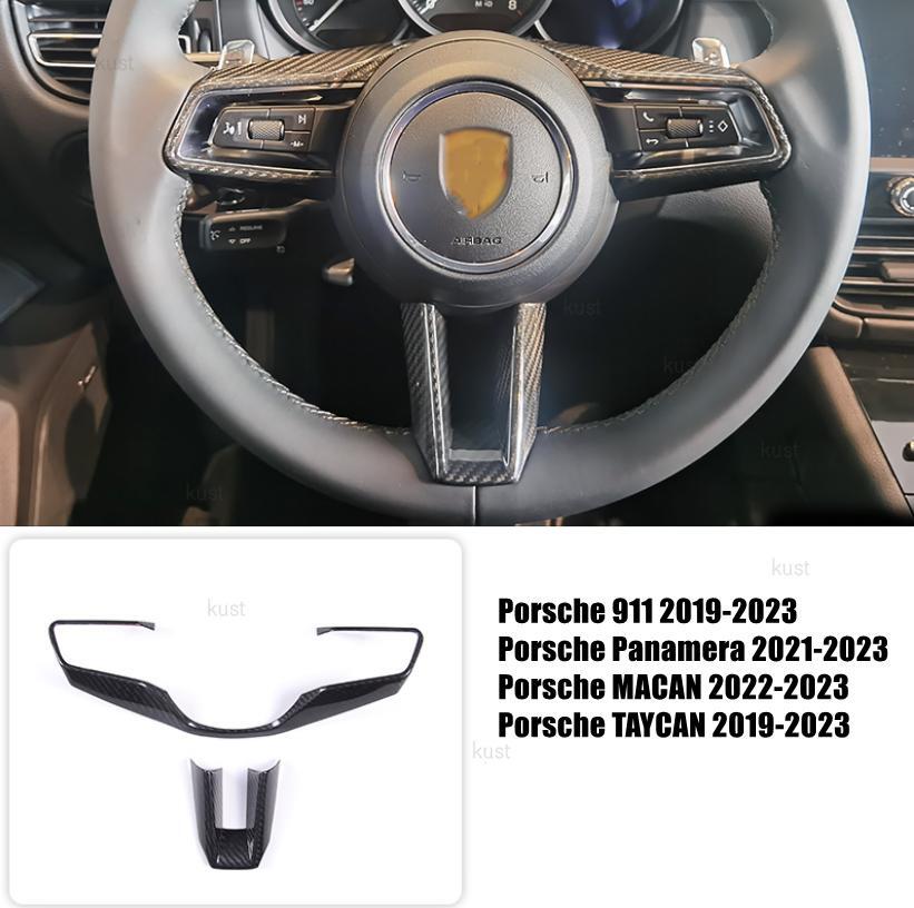 Carbon fiber steering wheel cover for Porsche Macan 911, TAYCAN 992, for Panamera