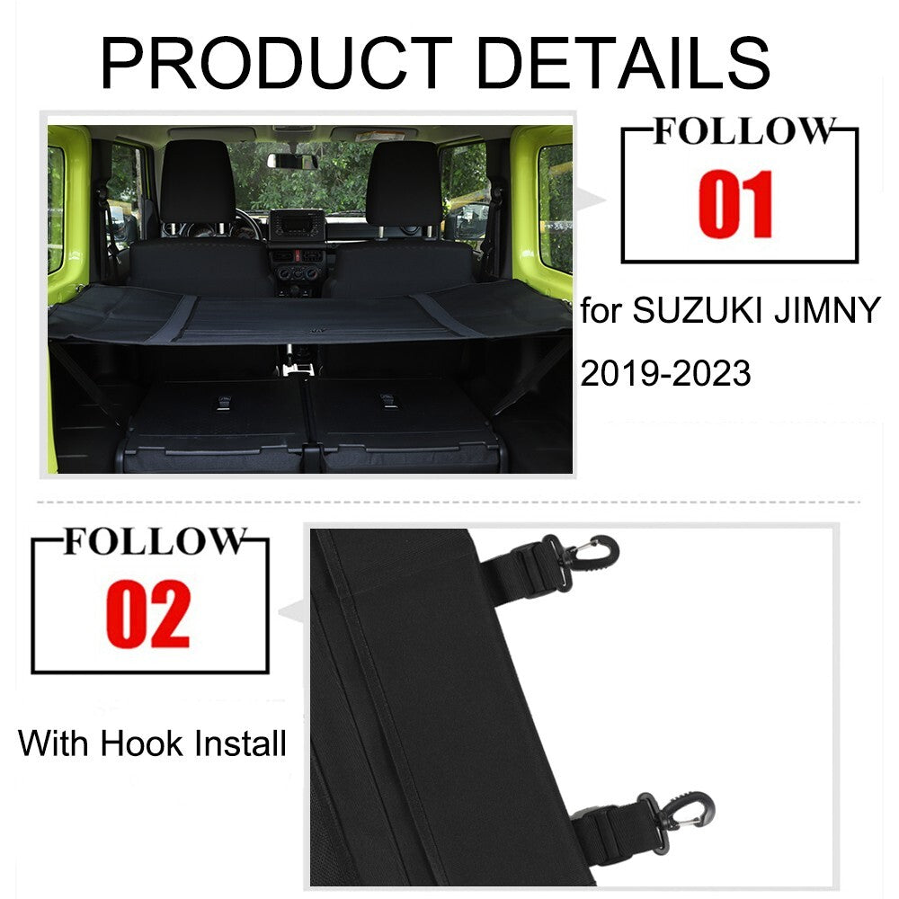 Rear Trunk Curtain Luggage Cover Storage Bag Net for Suzuki for Jimny JB64 2019-2023
