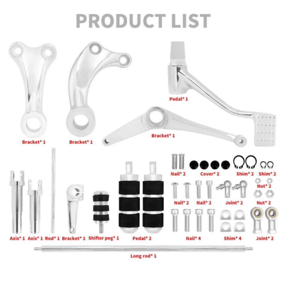 Chrome Forward Control Pin Linkage Kit for Harley Sportster 2004 - 2013 - n