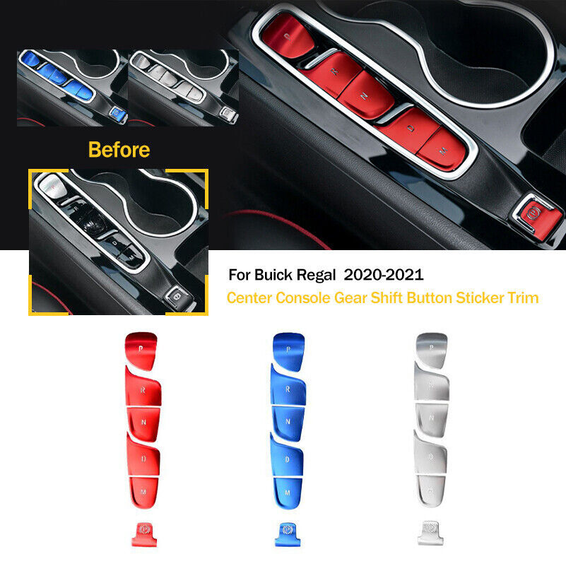 6-Piece Aluminum Car Interior Gear Shift Box Button Trim for Buick Regal 2020-2021 n