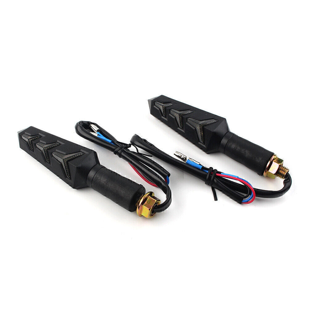 2X Universal Motorcycle Black 12V LED Blinker Turn Signal Indicator Amber Lights Q