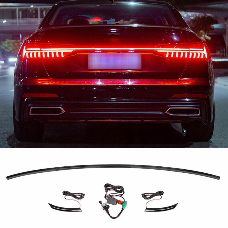 for Audi A6 2019-2022 Gloss Black Rear Trunk Tail Light Lamp Led Strip Kit Trim