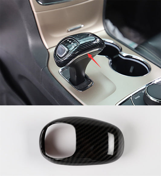 Carbon Fiber Console Gear Shift Knob Cover Trim for JEEP Grand Cherokee 2014-15