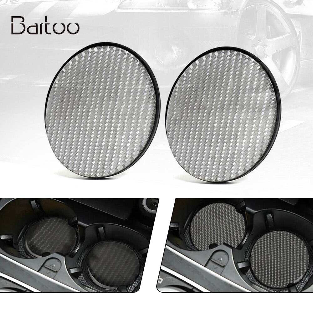 Universal Silver Carbon Fiber Car Cup Holder Pad Water Cup Slot Non-Slip Mat