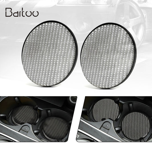 Universal Silver Carbon Fiber Car Cup Holder Pad Water Cup Slot Non-Slip Mat