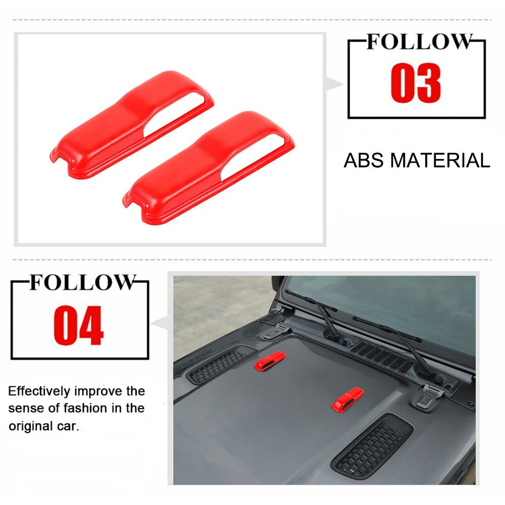 2x Engine Hood Hinge Cover Trim for Jeep for Wrangler JL Gladiator JT 2018-2023 Red