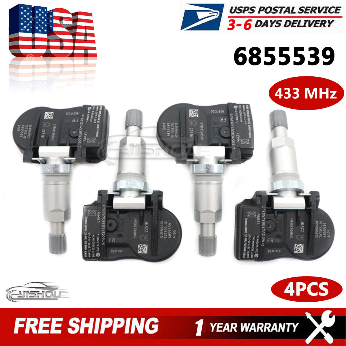 Set 4 Tire Pressure Sensor 6855539 for BMW M2 M3 M4 X1 X5 X6 for Mini Cooper TPMS US