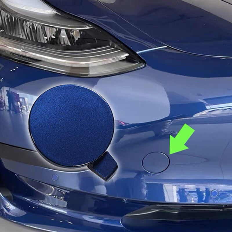 Front Bumper Tow Trailer Eye Cap Tow Hook Cover for Tesla for Model Y 2020-2022 Blue