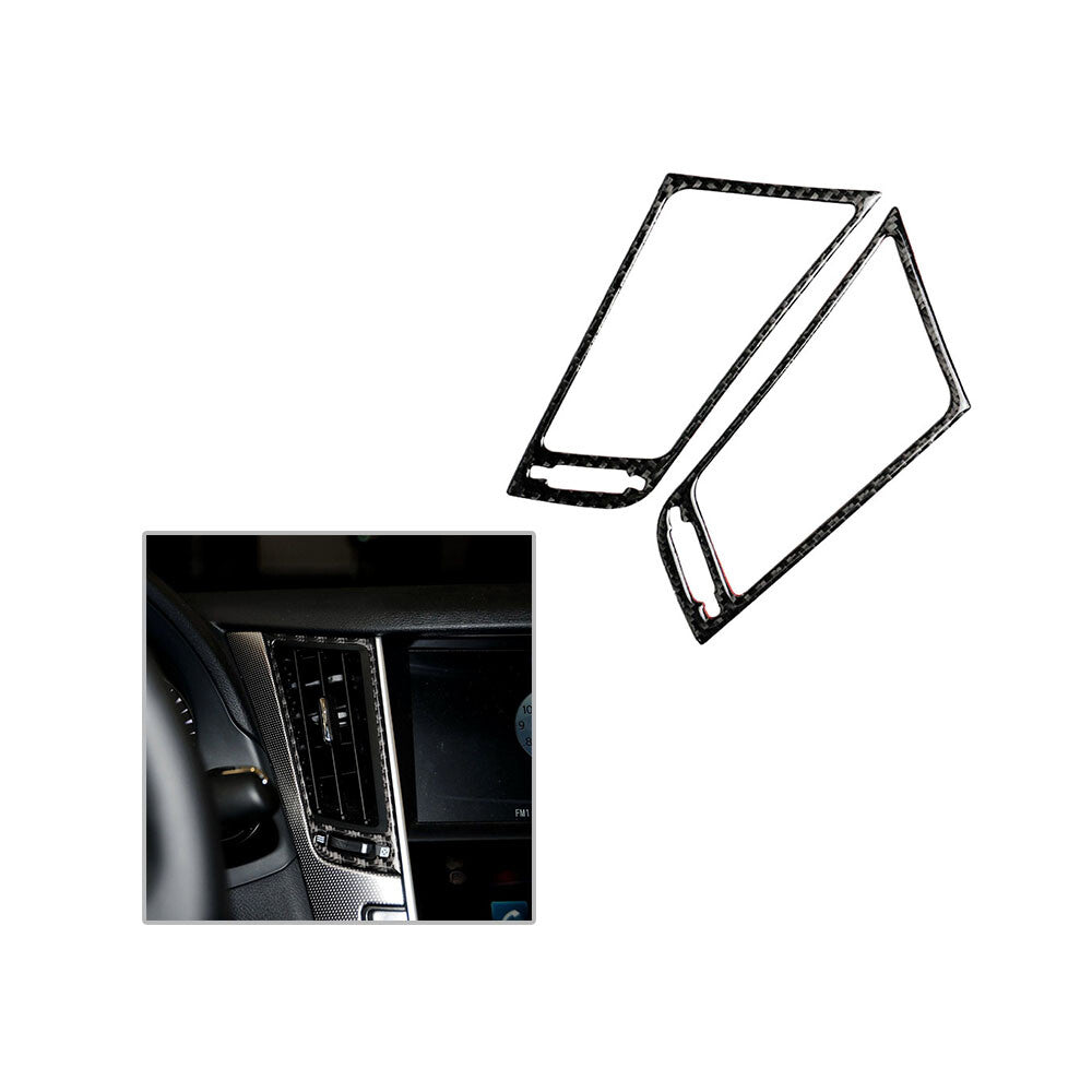Pair Carbon Fiber Center Console Air Vent Outlet Decor Trim For Q50 Q60 2014-19