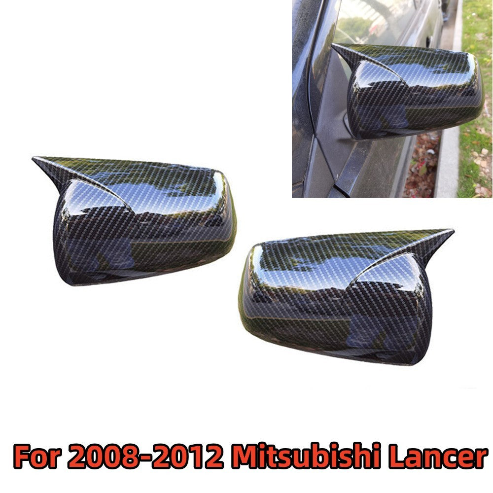 Carbon Fiber Look Ox Horn Rearview Side Mirror Cover for Mitsubishi Lancer