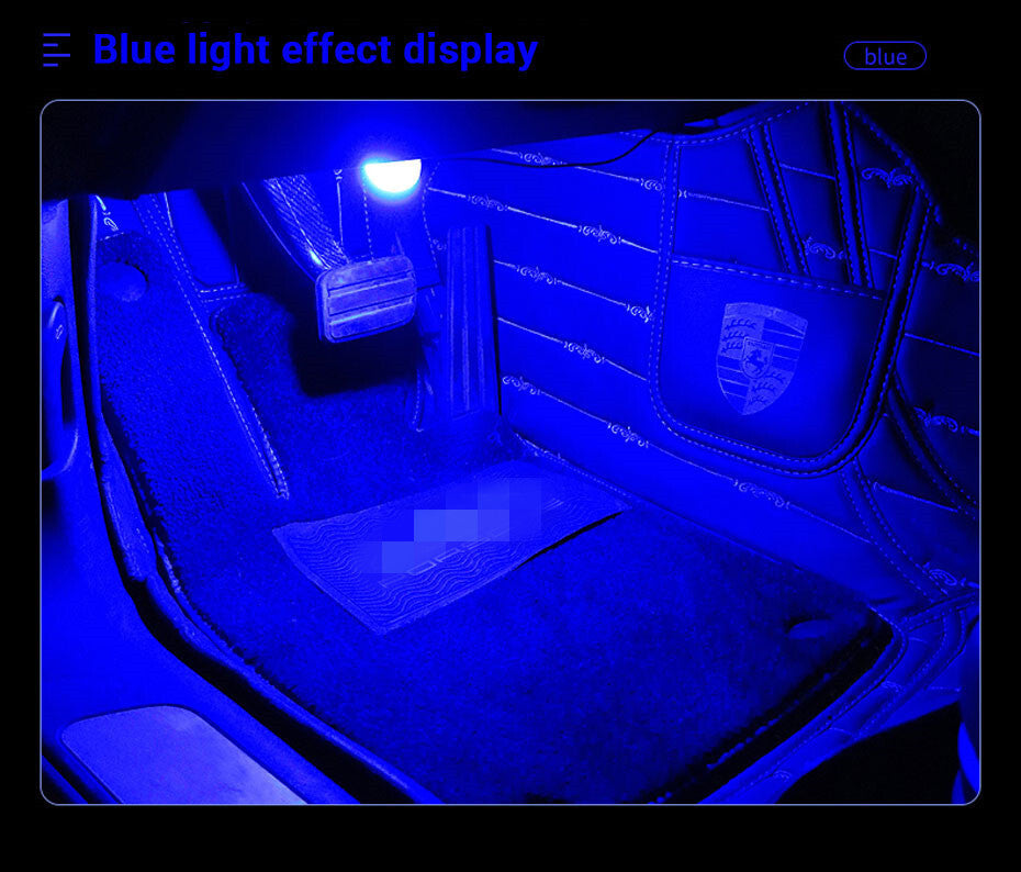 Car SUV Interior Footwell USB LED Strip Lights Decorative Atmosphere Lamp Blue
