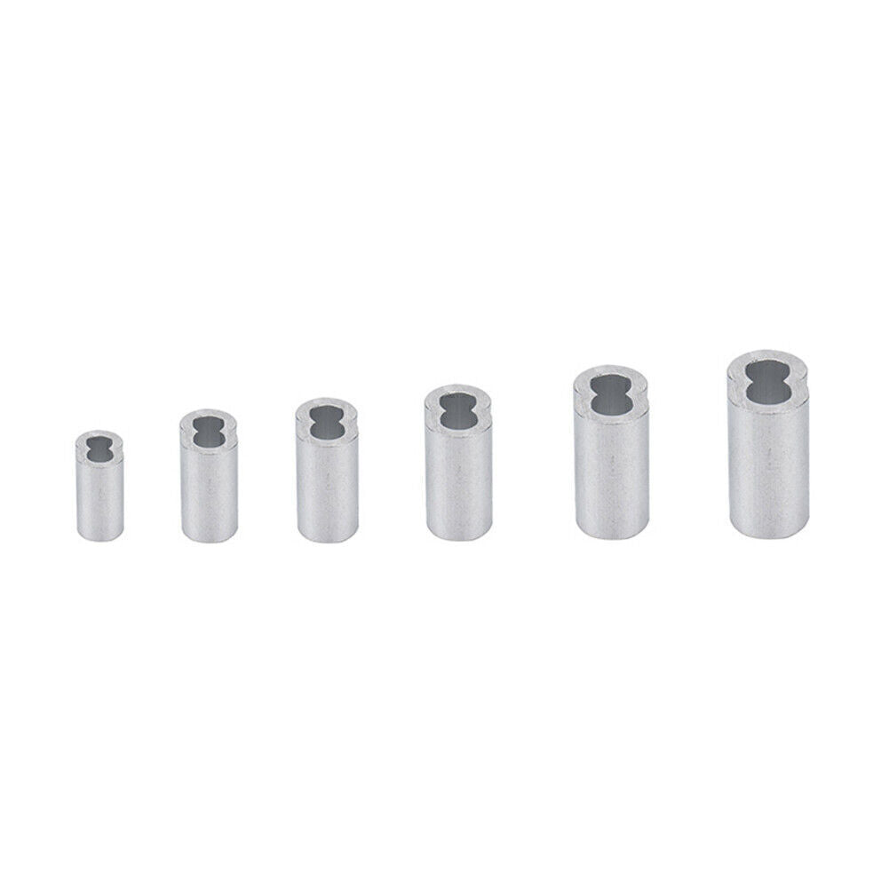 180Pcs 6 Size Aluminum Double Barrel Ferrule Crimping Loop Sleeve For Assortment