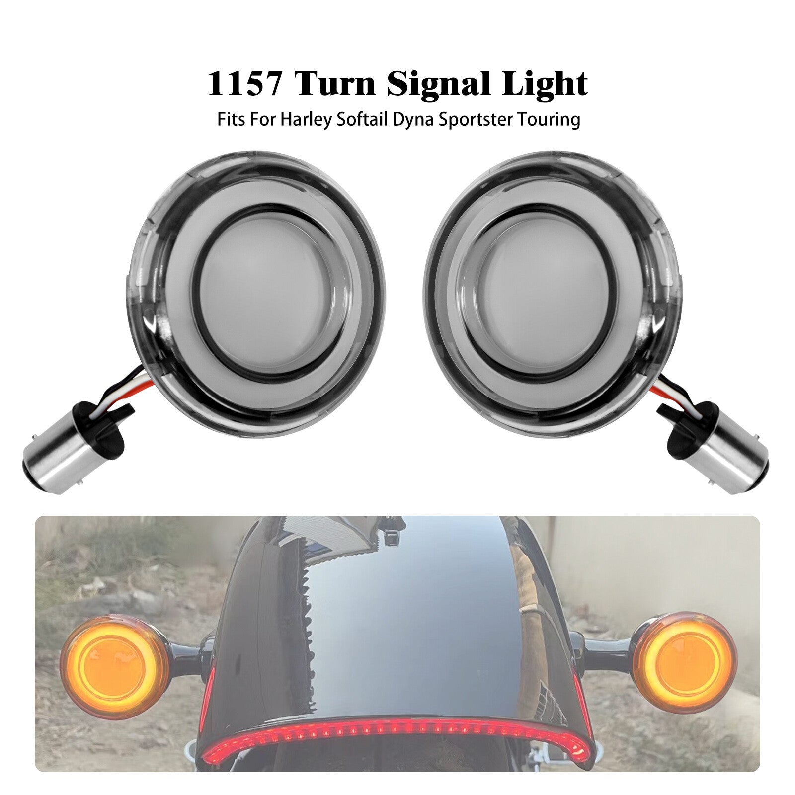 2x 1157 Red  Amber Turn Signal LED Light Fits for Harley Touring Softail Dyna