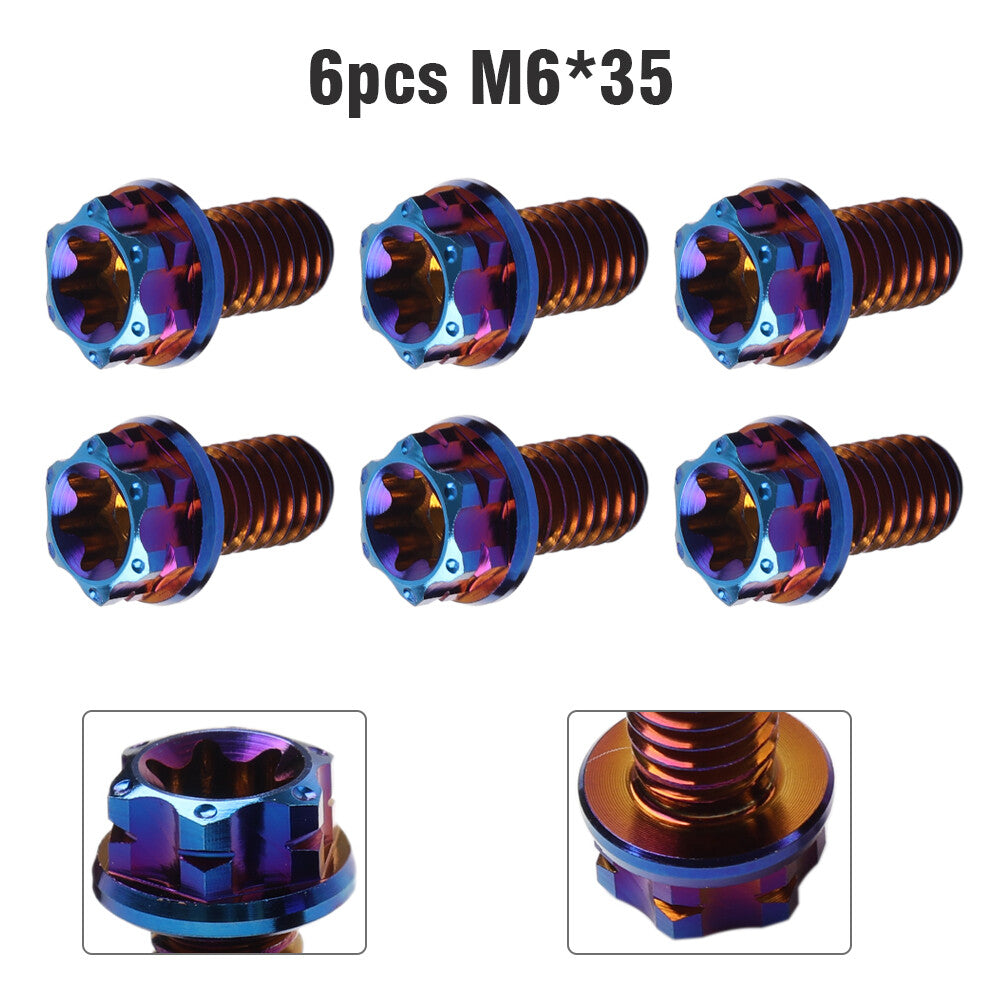 6pcs Bolts Torx Head Flange Screws M6x35mm For Motorcycle Bike Bicycle