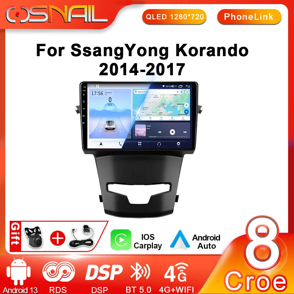 for SsangYong Korando 3 Actyon 2 13-17 System Stereo Car Playe 4G GPS Navi Radio