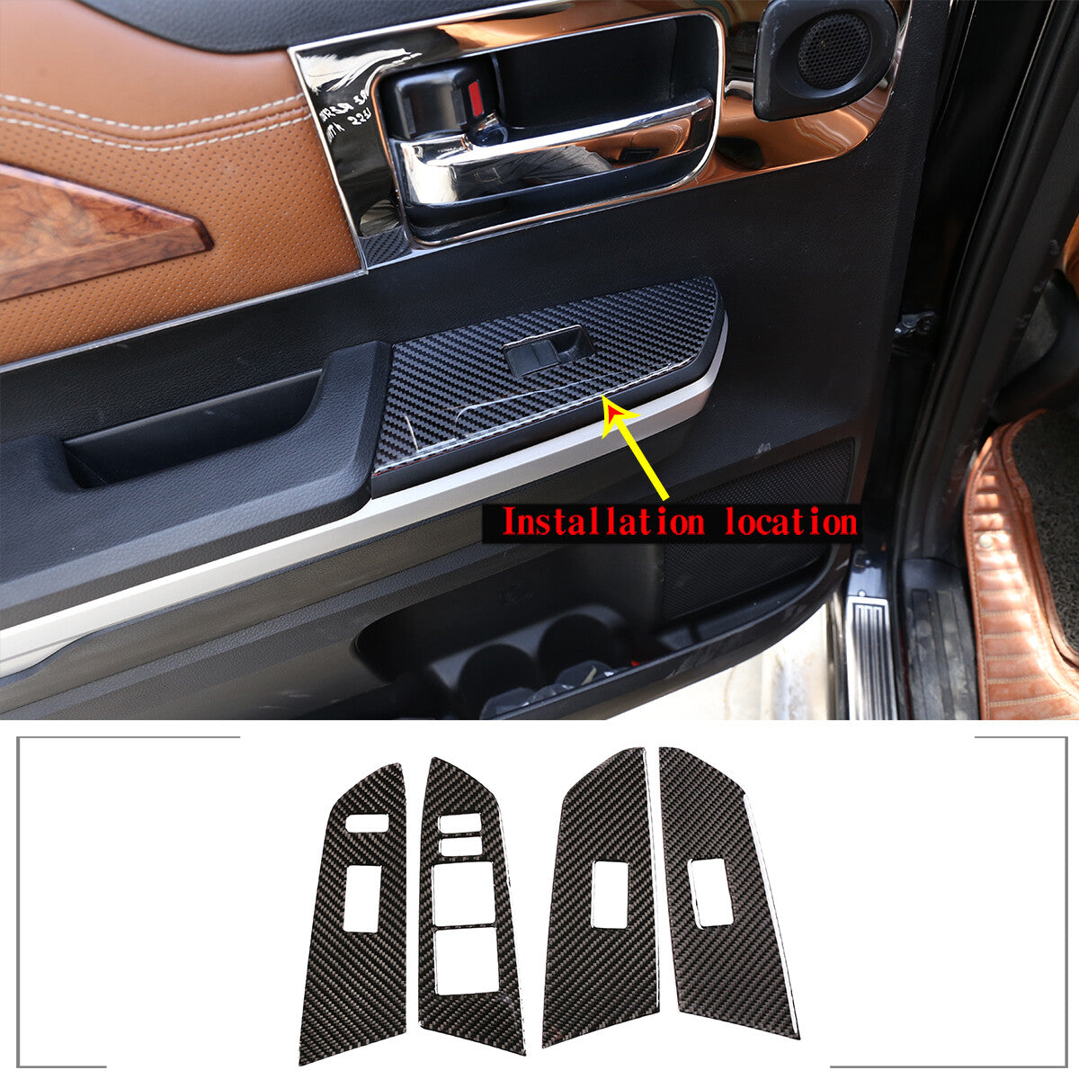 Carbon fiber interior door and window lift switch cover trim suitable for Tundra 14-21- n