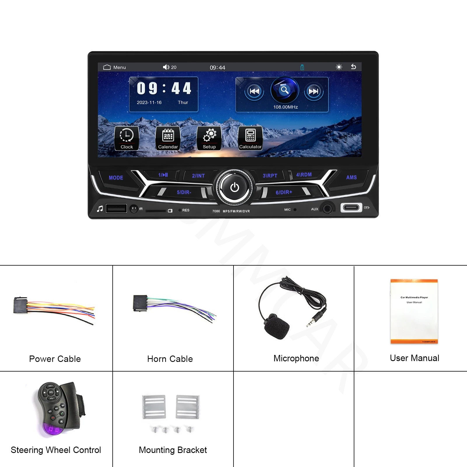 6.86in Double Din Car MP5 Player Bluetooth Stereo Radio For Carplay Android Auto