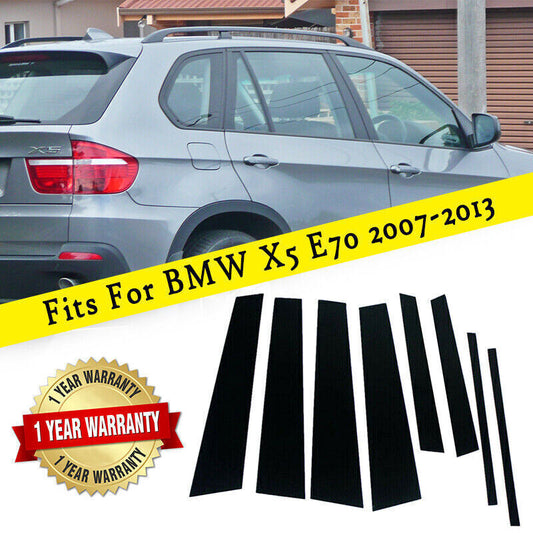 for BMW X5 E70 07-2013 Piano Black Pillar Posts Door Window Molding Strip Trims