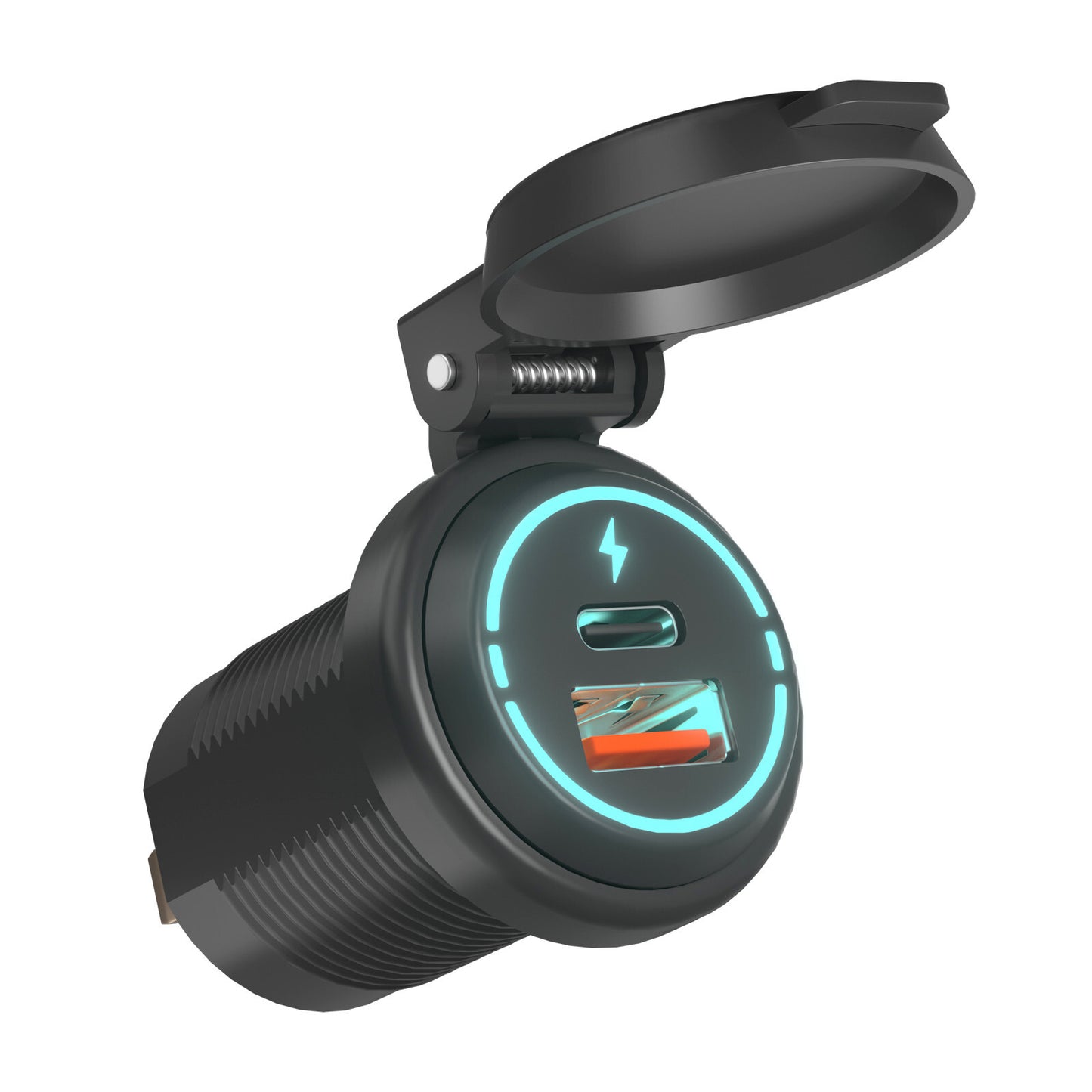 Dual USB PD Car Fast Charger Socket Cigarette Lighter Power Outlet Waterproof
