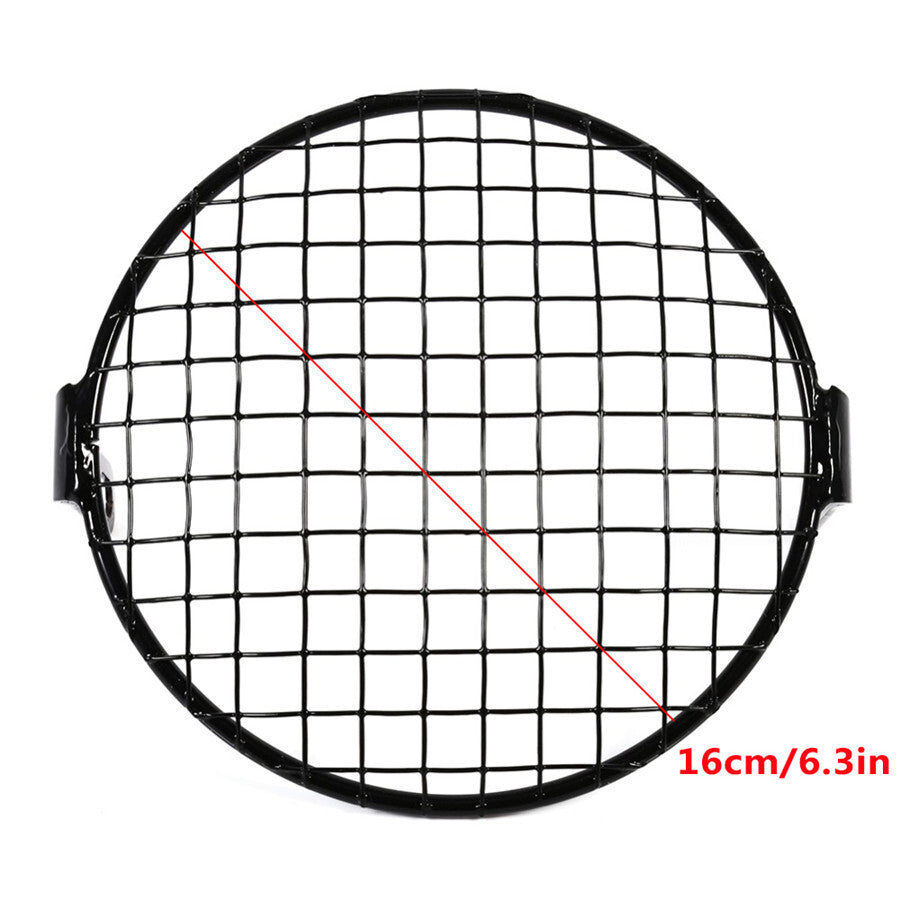 6.5in Motorcycle Headlight Cover Metal Square Grille Guard Protector Accessories Q