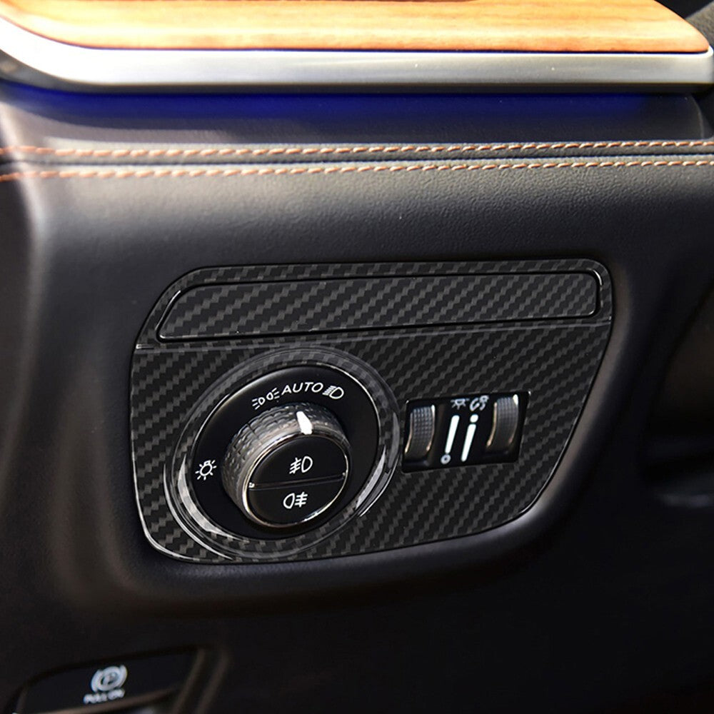 for Jeep Grand Cherokee 21-24 Inner Head Light Switch Button Cover Carbon ABS