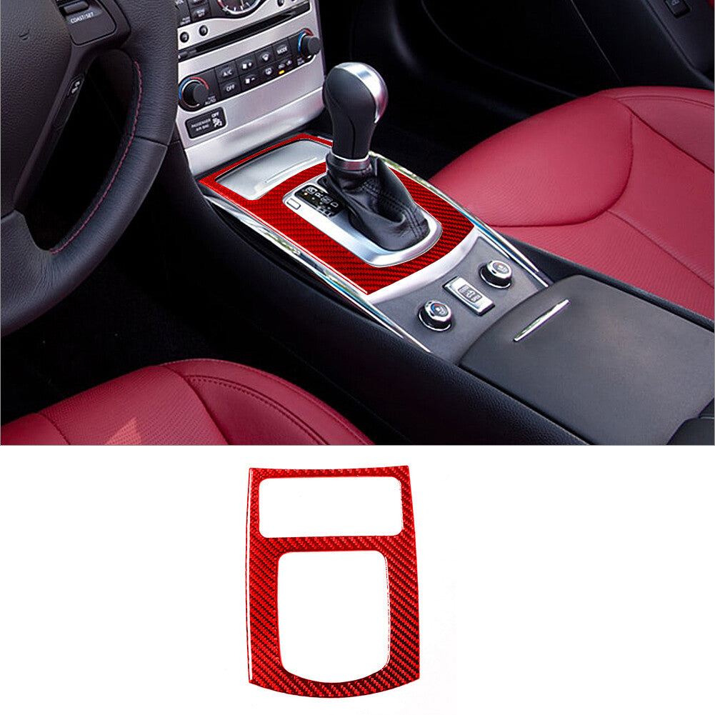 Red Carbon Fiber Interior Automatic Gear Shift Cover Trim for Infiniti G37 Sedan