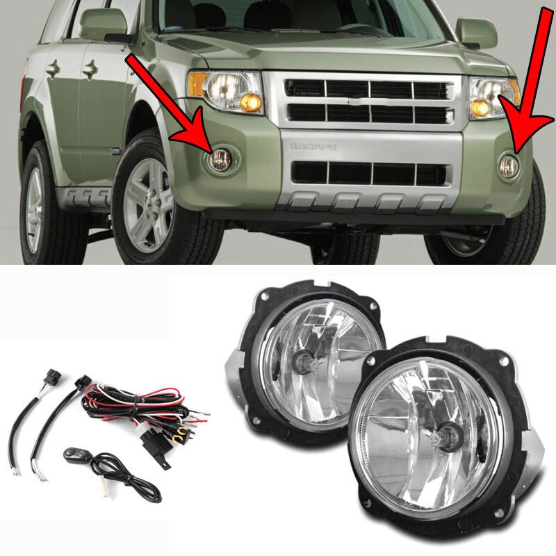 For 2007 2008-2012 for Ford escape Pair Bumper driving fog lamp LAMP CHROME W/BULB