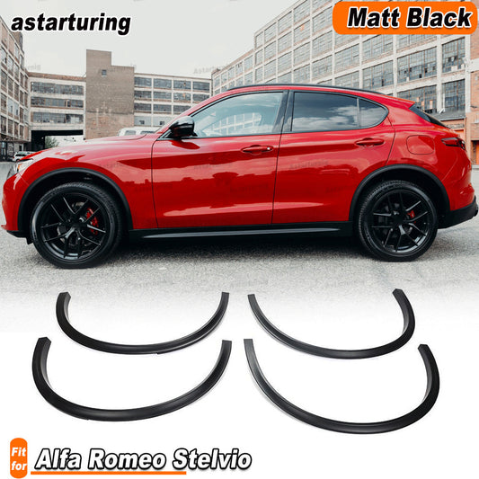 for Alfa Romeo for Stelvio Matt Black Side Wheel Arch Fender Flares Molding Trims
