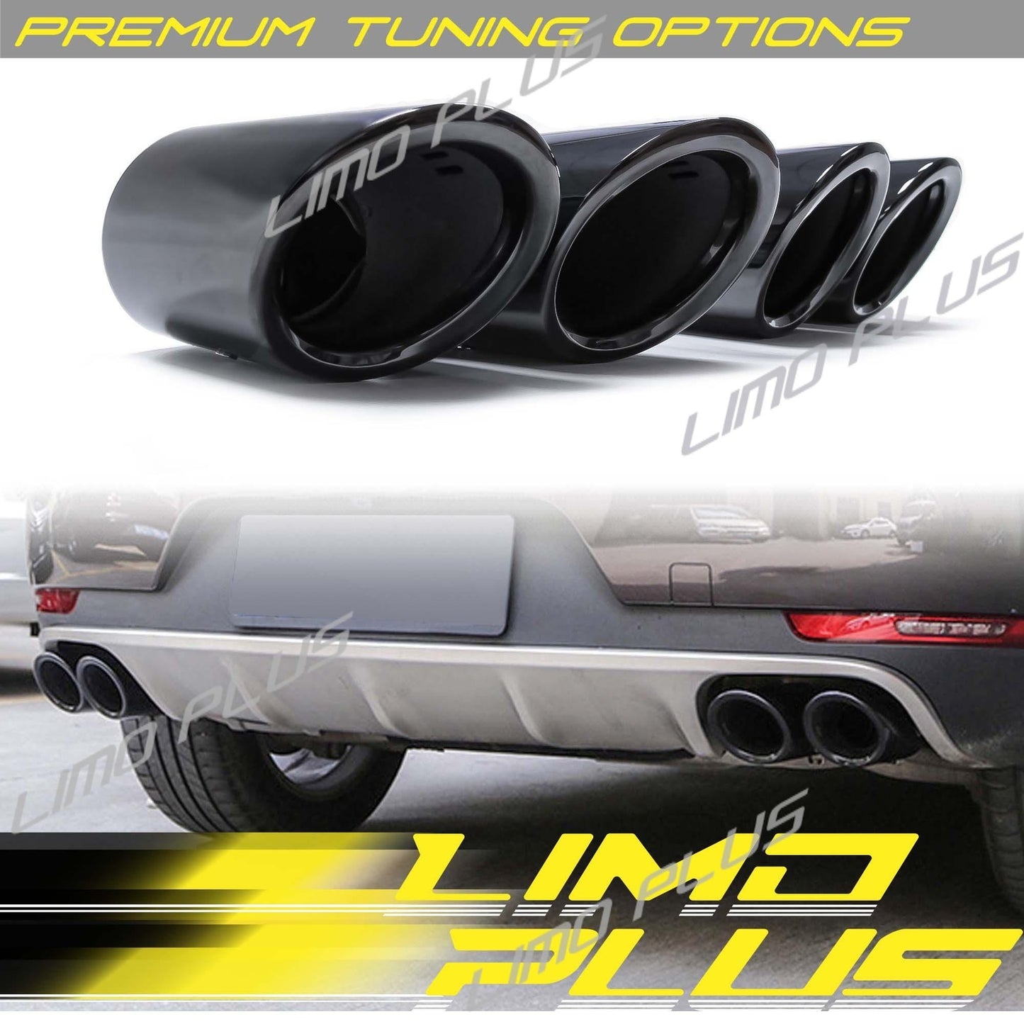 GTS-style black exhaust muffler heads for 2019-2024 for Porsche Macan Base 2.0L Q