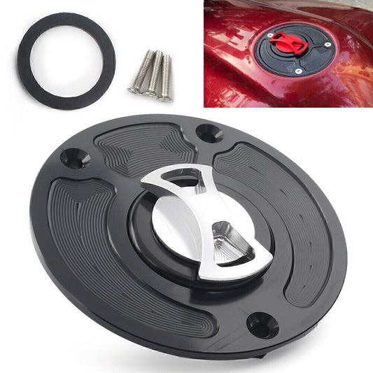 1x Motorbike Fuel Gas Tank Cap Cover Keyless Fit for Kawasaki ZX10R ZX9R Silver Q