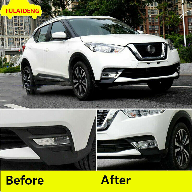 for Nissan Kicks 2018-2020 ABS Chrome Car Front Bumper Fog Light Lamp Cover Trim