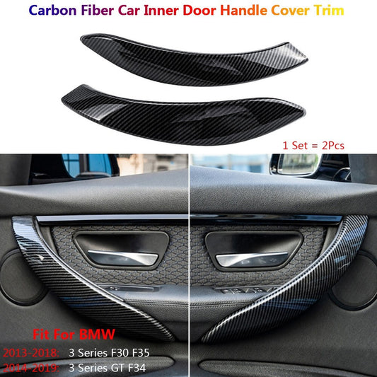 2x Carbon Fiber for BMW 3 Series F34 Car Inner Door Handle Sleeve Cover Trim-