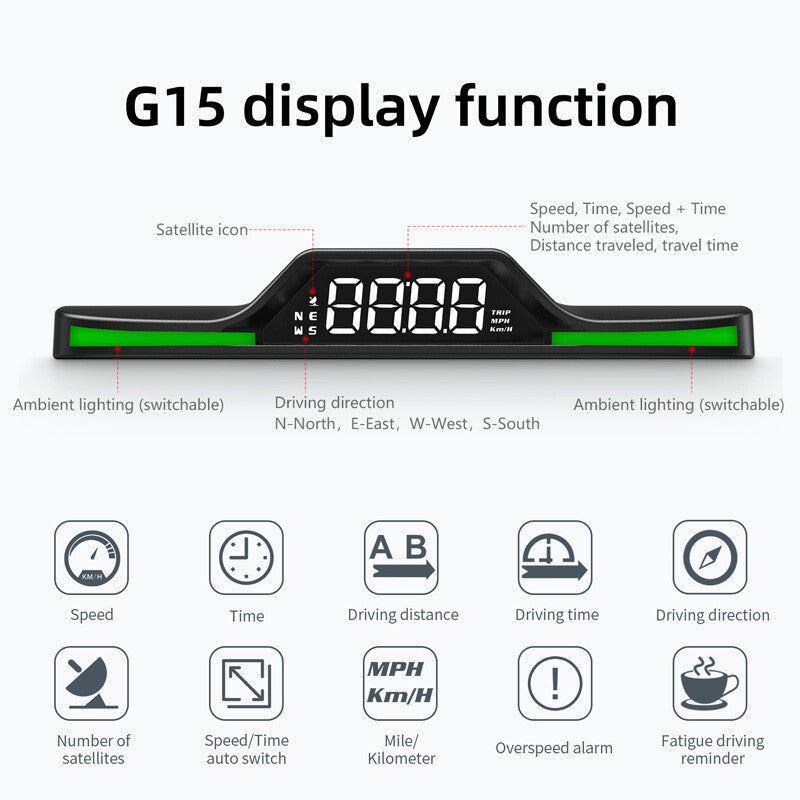 1-piece digital GPS speedometer HUD head-up display MPH overspeed warning kit for SUVs - n