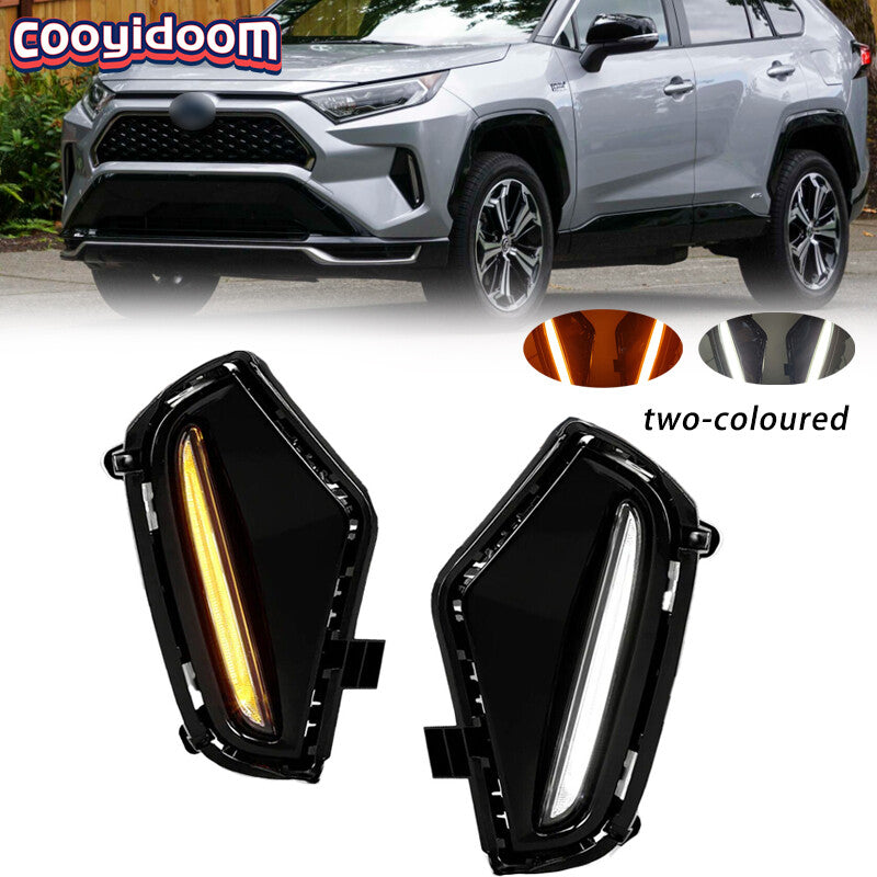 for Toyota RAV4 2019-2024 LED Double Color DRL Fog Lights W/Turn Signal Function