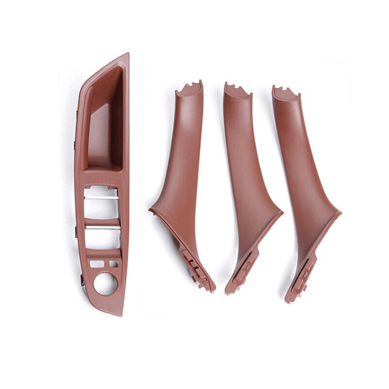 4PCS for BMW 5 Series F10 F11 Inner Door Panel Handle Pull Trim Cover Set Brown