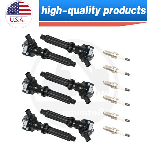 6X Ignition Coils 6pcs Iridium Spark Plug Fit for Land Rover UF730+93476 2014-2019