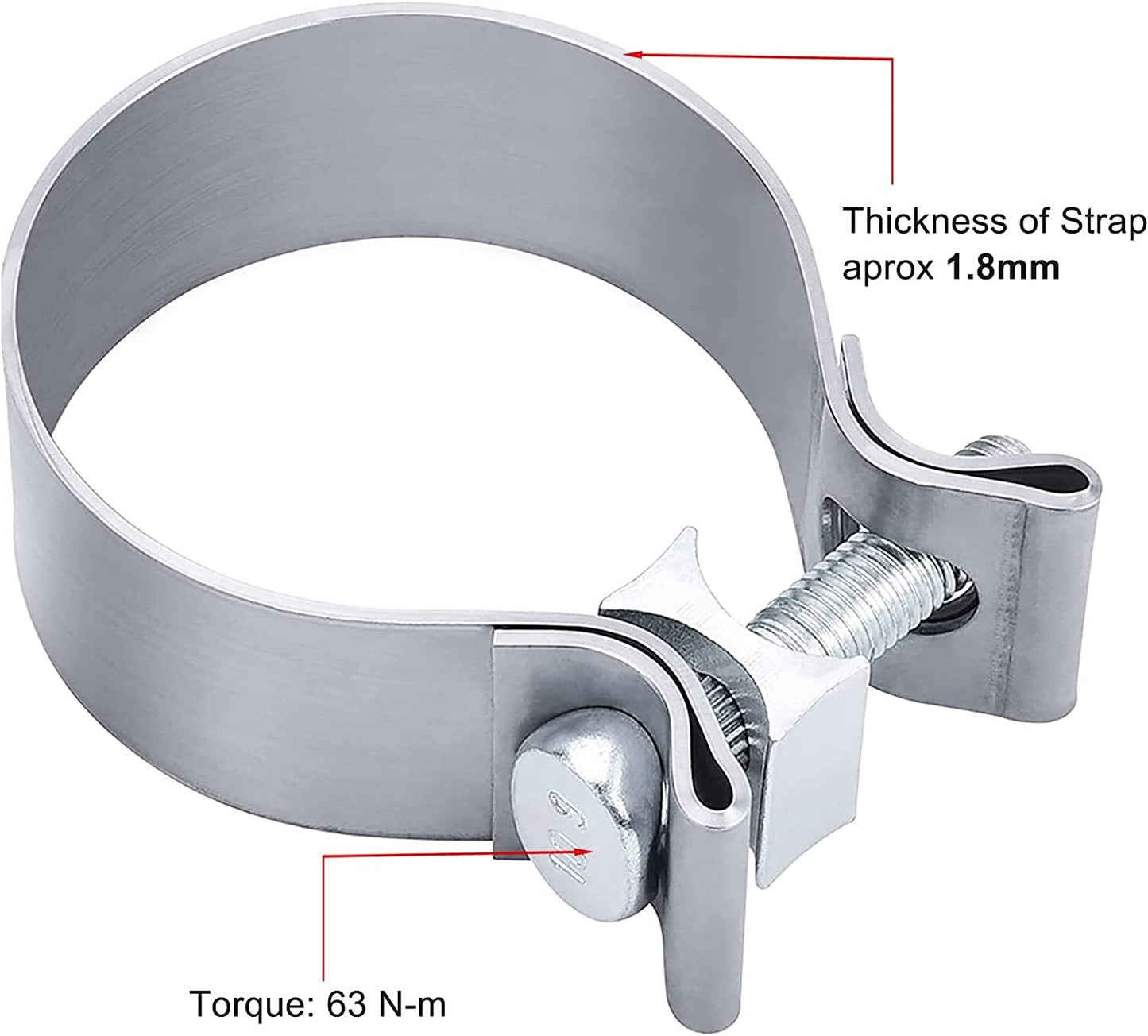 2.5-inch exhaust clips, narrow band muffler clips, stainless steel, 2-piece set,