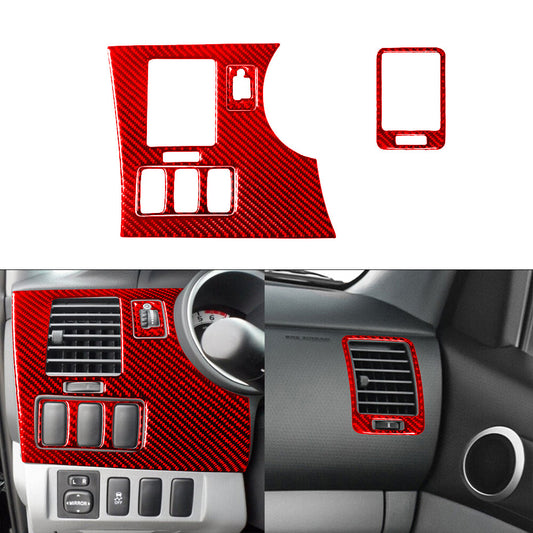 4x Red Left & Right Air Vent Trim Cover Carbon Fiber for Toyota Tacoma 2012-2015