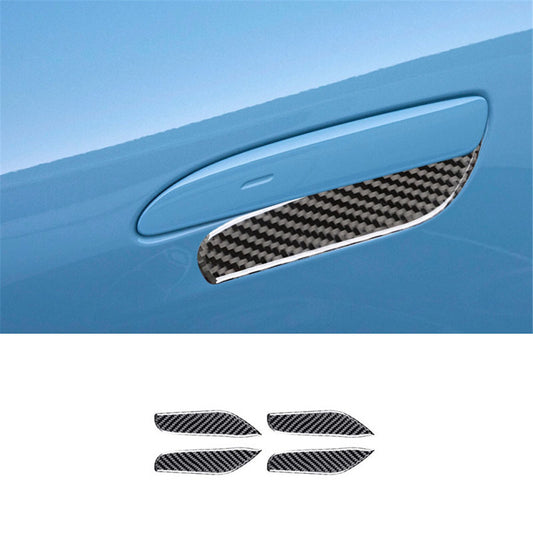 4pcs Carbon Fiber Inner Door Bowl Cover Trim for Porsche Taycan 2019-2022