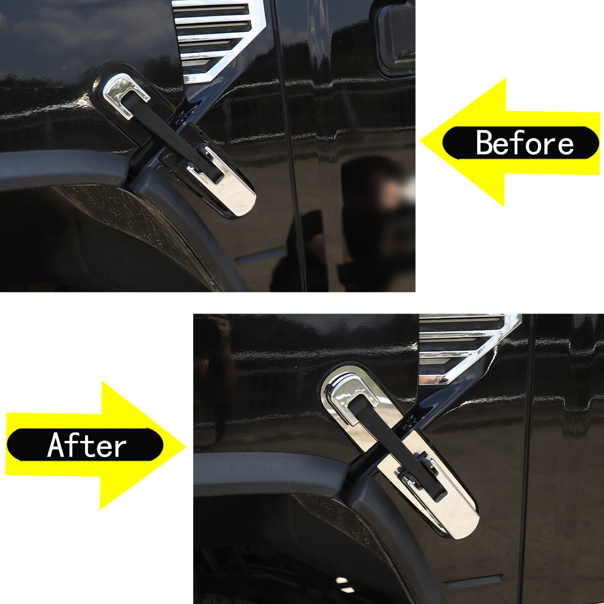 Steel-framed side hinge cover, decorative cap, and protective cover, brand new, suitable for Hummer H2 2003-2007.