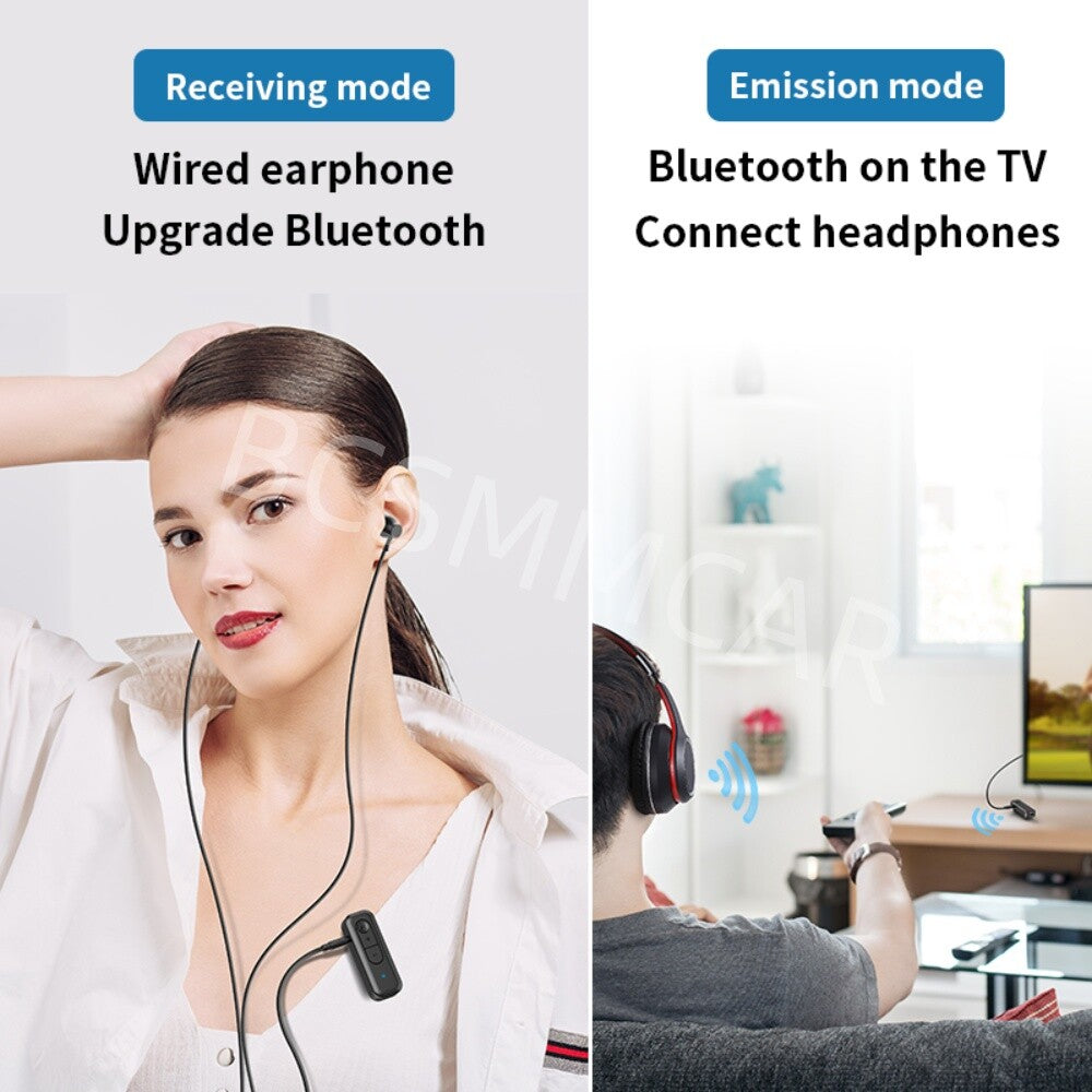 2in1 Audio Adapter 3.5mm Aux Car Bluetooth 5.3 Wireless Transmitter Receiver
