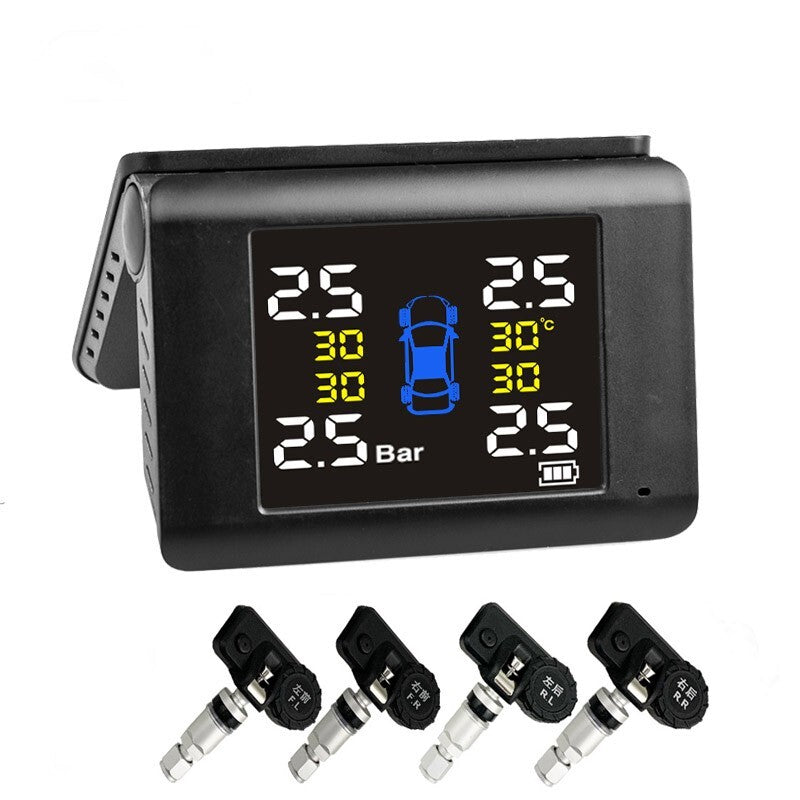 4 Internal Sensors Wireless Solar TPMS LCD Car Tire Pressure Monitoring System
