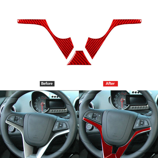 Red Carbon Fiber Steering Wheel Accent Cover Trim for Chevrolet Sonic 2012-2016