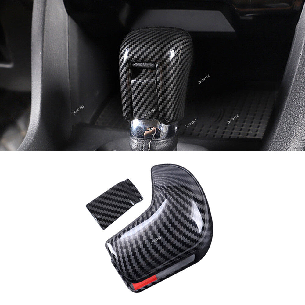 2x Carbon Fiber ABS Gear Lever Shift Knob Cover Trim Kit for Honda for Civic 2016-19