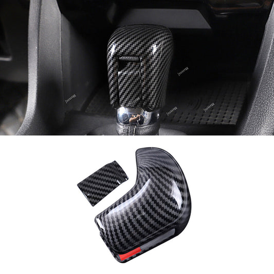 2x Carbon Fiber ABS Gear Lever Shift Knob Cover Trim Kit for Honda for Civic 2016-19
