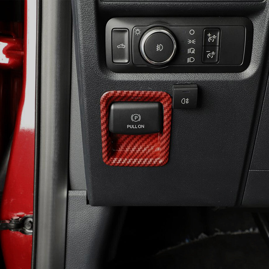 Car Handbrake Switch Cover Trim For F150 21-23 Accessories Red Carbon v