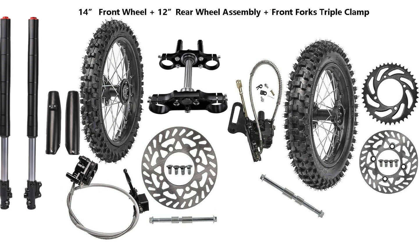 60/100-14  80/100-12 wheel kits, front forks, three-groove bicycles, CRF70, CRF50, CRF110